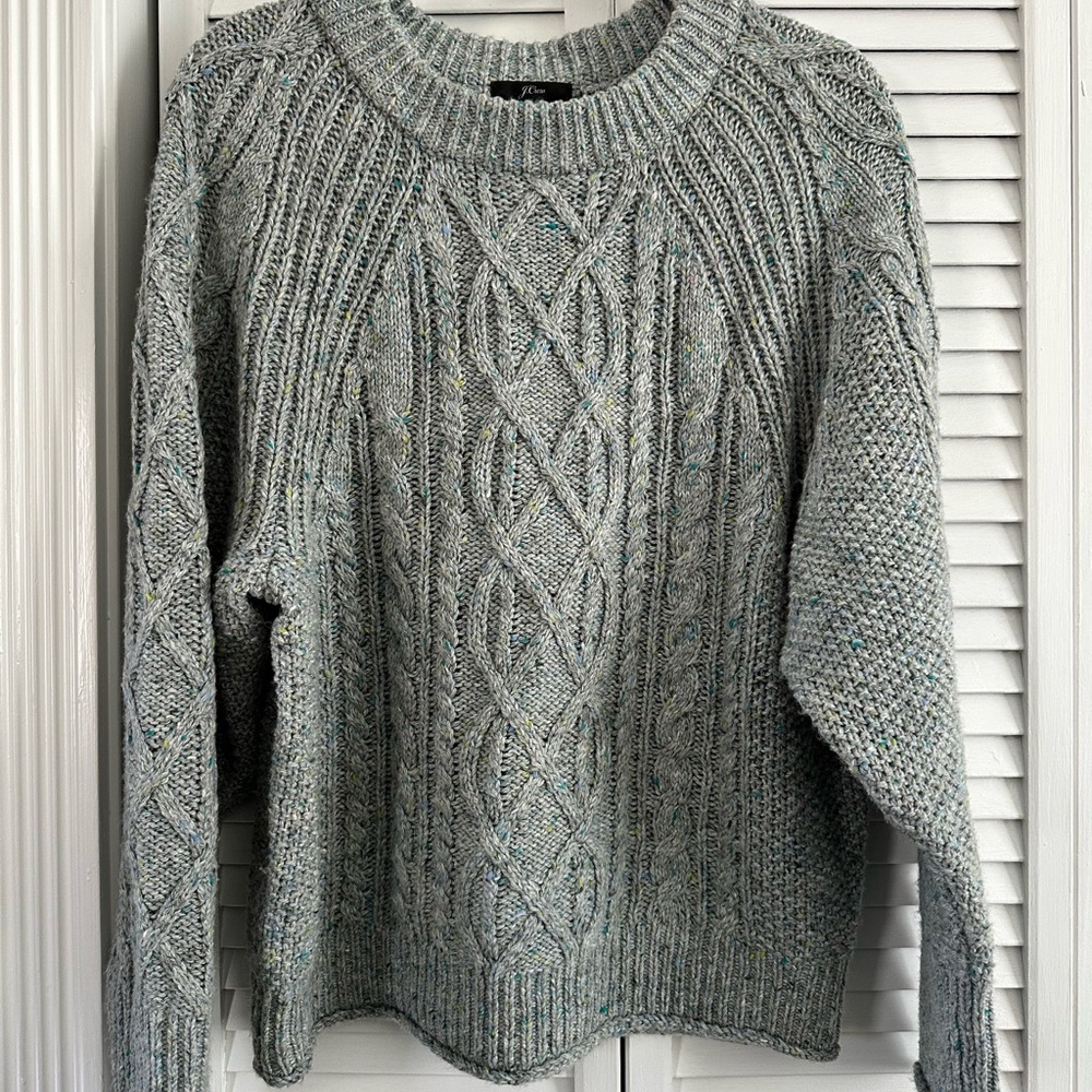 J. Crew Gray Cable Knit Sweater